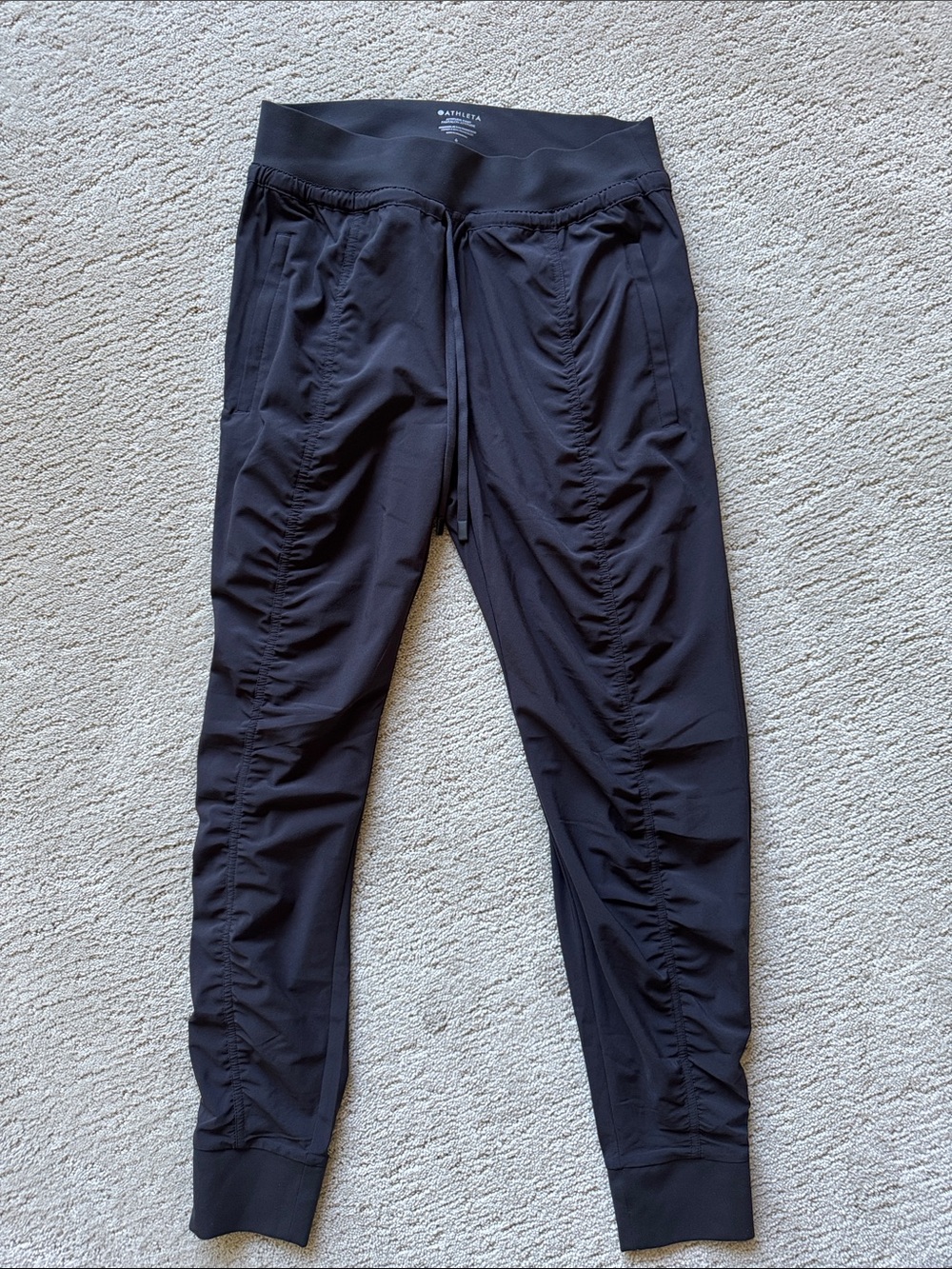 Athleta Black womens size 6 Ruched Active Leggings attitude style